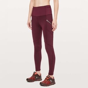 Lululemon Toasty Tech Garnet High-Waisted Fleece Lined Leggings